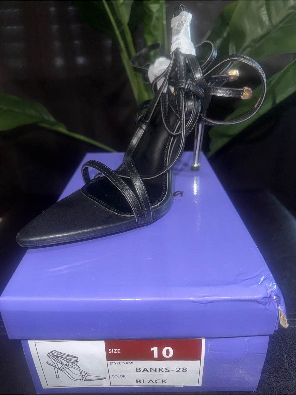 Black Strappy Stiletto Sandals - Brand